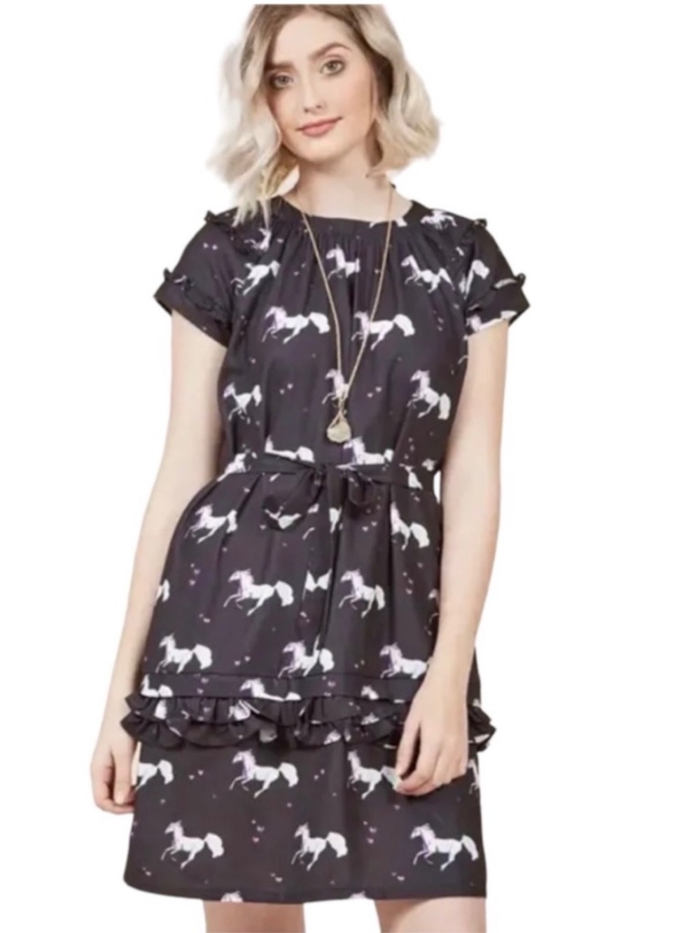 {ModCloth} The Frock Shop Ruffle Heart Horse Dress